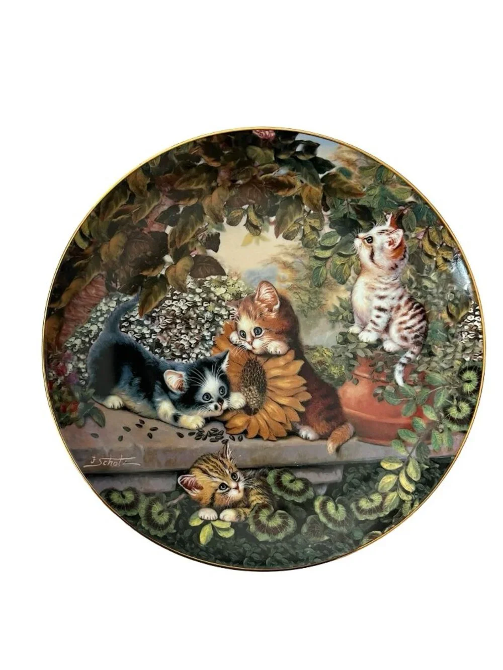 Bradford Exchange Sunny Days Plate Frisky Felines Jürgen Scholz Cat Collector Pl - Picture 1 of 5